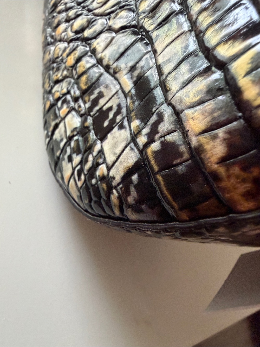 Brahmin Croc-Embossed Shoulder Bag in Brown and Black - Picture 14 of 16